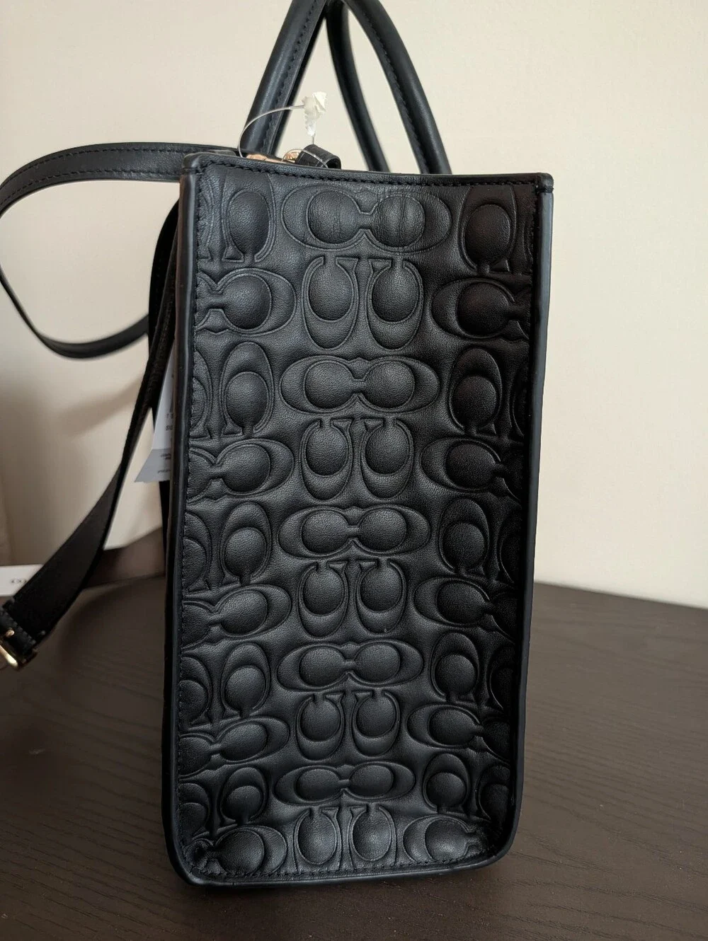 Coach Black Signature Leather Maggie Tote Bag Large